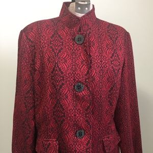 Coldwater Creek Blazer Jacket Size 14 Red/Black